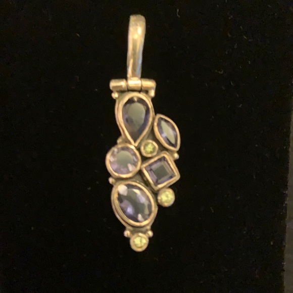 Amethyst & Peridot Bezel Set Pendant In Sterling - Picture 2 of 6